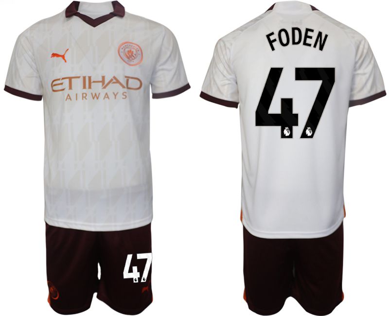 Men 2023-2024 Club Manchester City away white #47 Soccer Jersey->manchester city jersey->Soccer Club Jersey